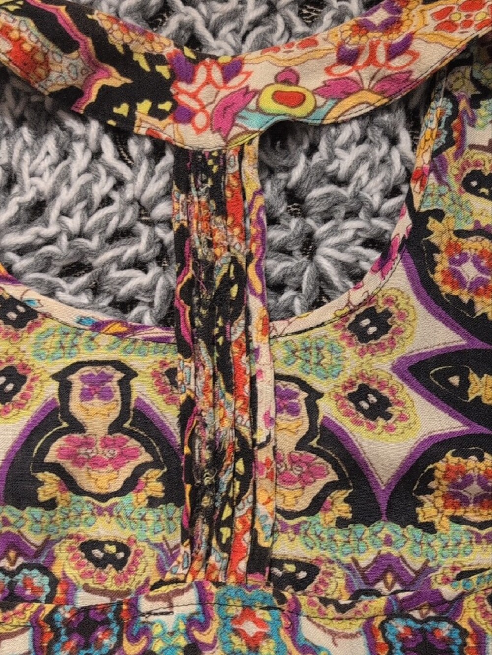 Patrons of Peace Boho Festival Tank Top Small | Psychedelic Print Racerback - Picture 5 of 7